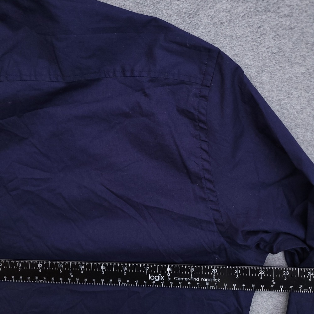 Burberry Button Up Shirt Mens Large Navy Blue Nova Check Flip Cuff Slim Fit - Picture 8 of 11